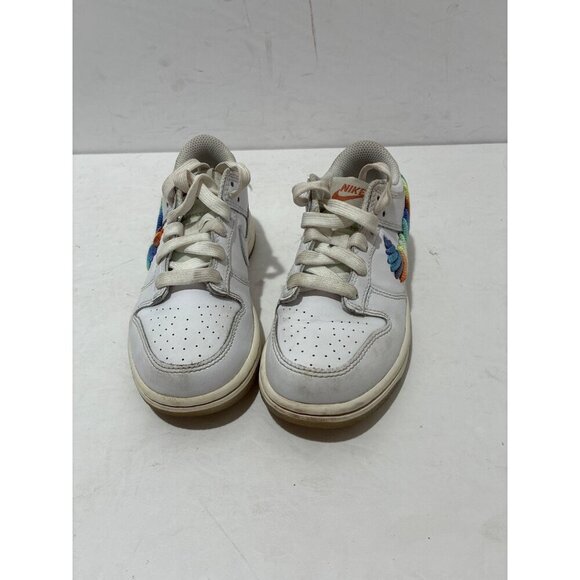 Nike Dunk Low GS Rainbow boys size 12.5c low top sneakers bow Laces White Cream - Picture 2 of 6